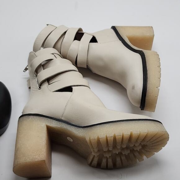 FREE PEOPLE JESSE CUTOUT LEATHER BOOTS WOMEN'S 36 CREAM - Picture 12 of 16
